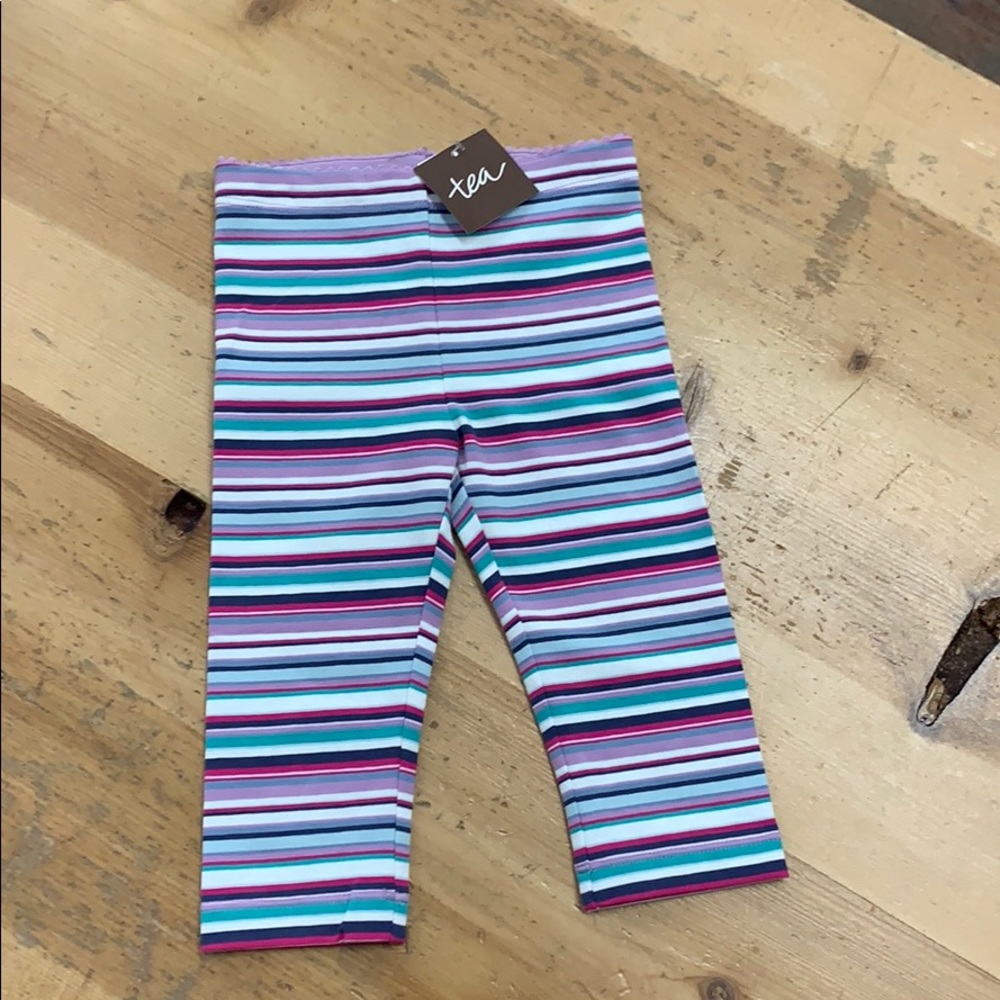 Tea collection mid- length striped leggings.